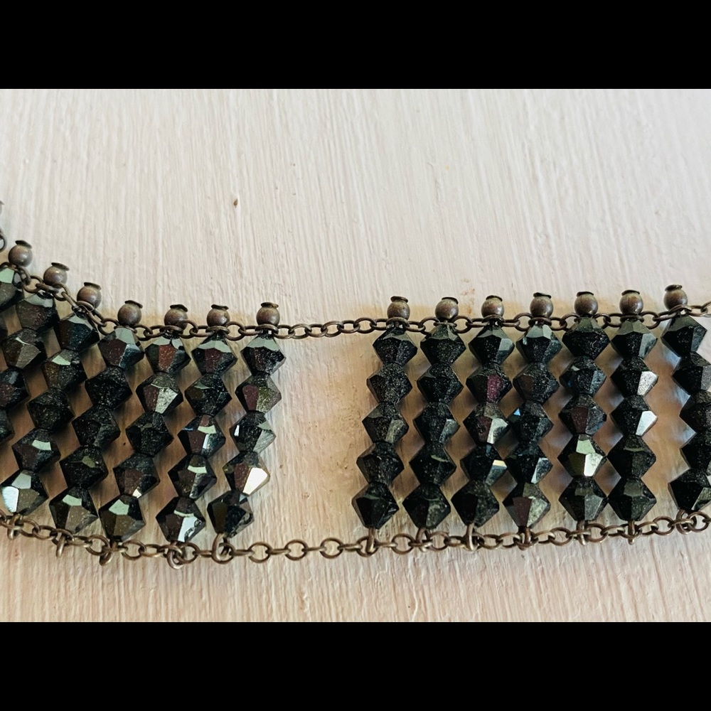 Vintage Black Crystal Beaded Choker Necklace - Picture 4 of 14